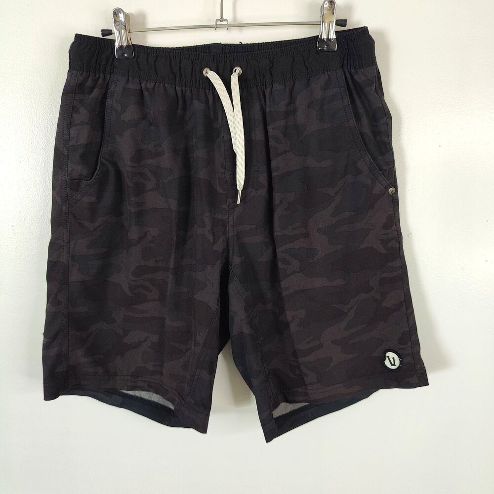 Vuori Kore Lined Shorts Black Watercolor Camo Mens Small 26" Waist (Read Desc)
